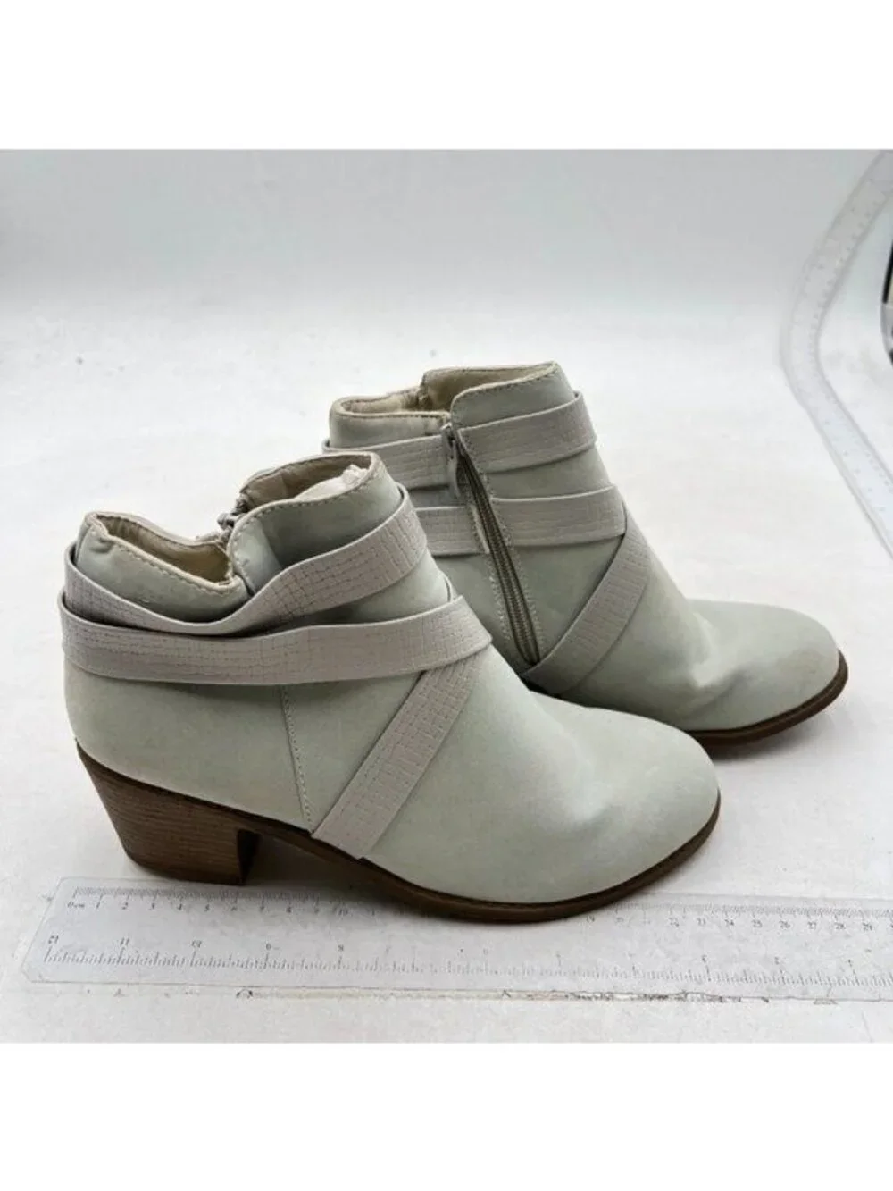 Women's Mid Calf Boots,Round Toe Low Heel Slouchy Dress zip booties,strap Grey